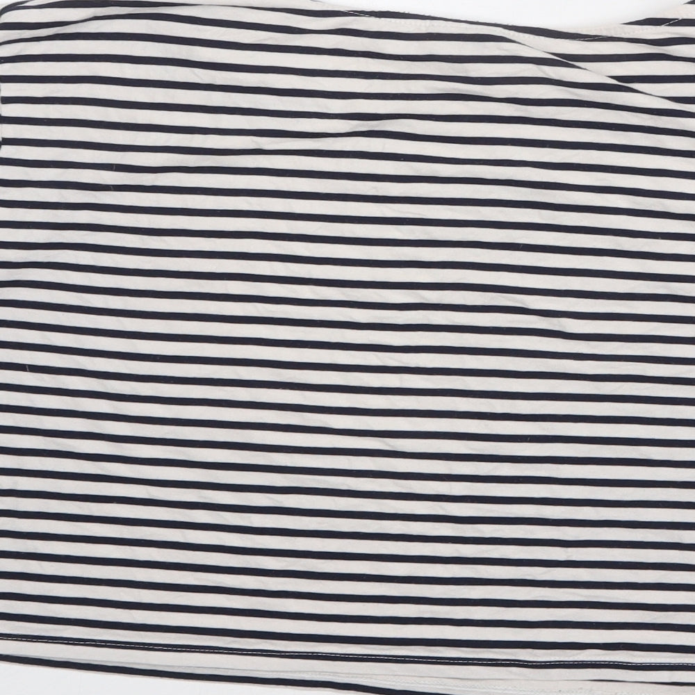 ASOS Womens White Striped Polyester Cropped Blouse Size 18 Round Neck