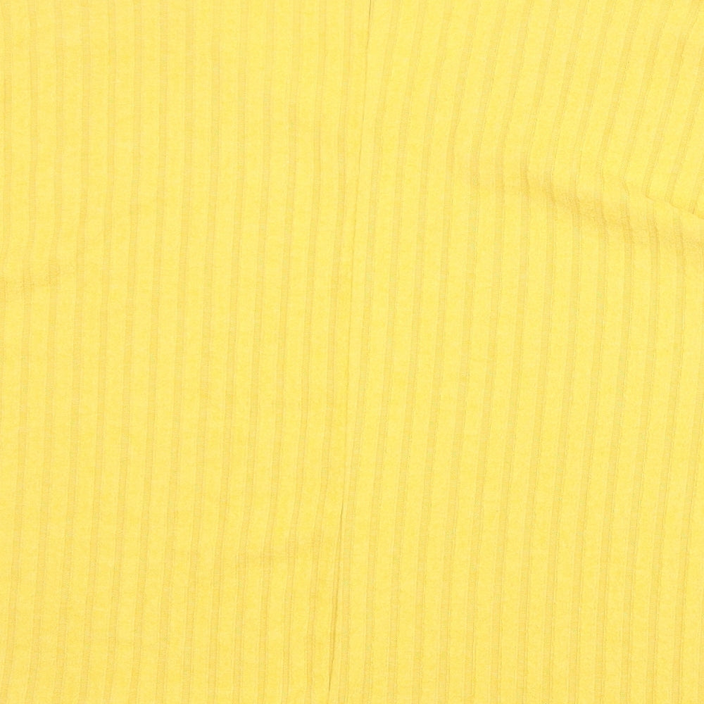 New Look Womens Yellow V-Neck Polyester Pullover Jumper Size L