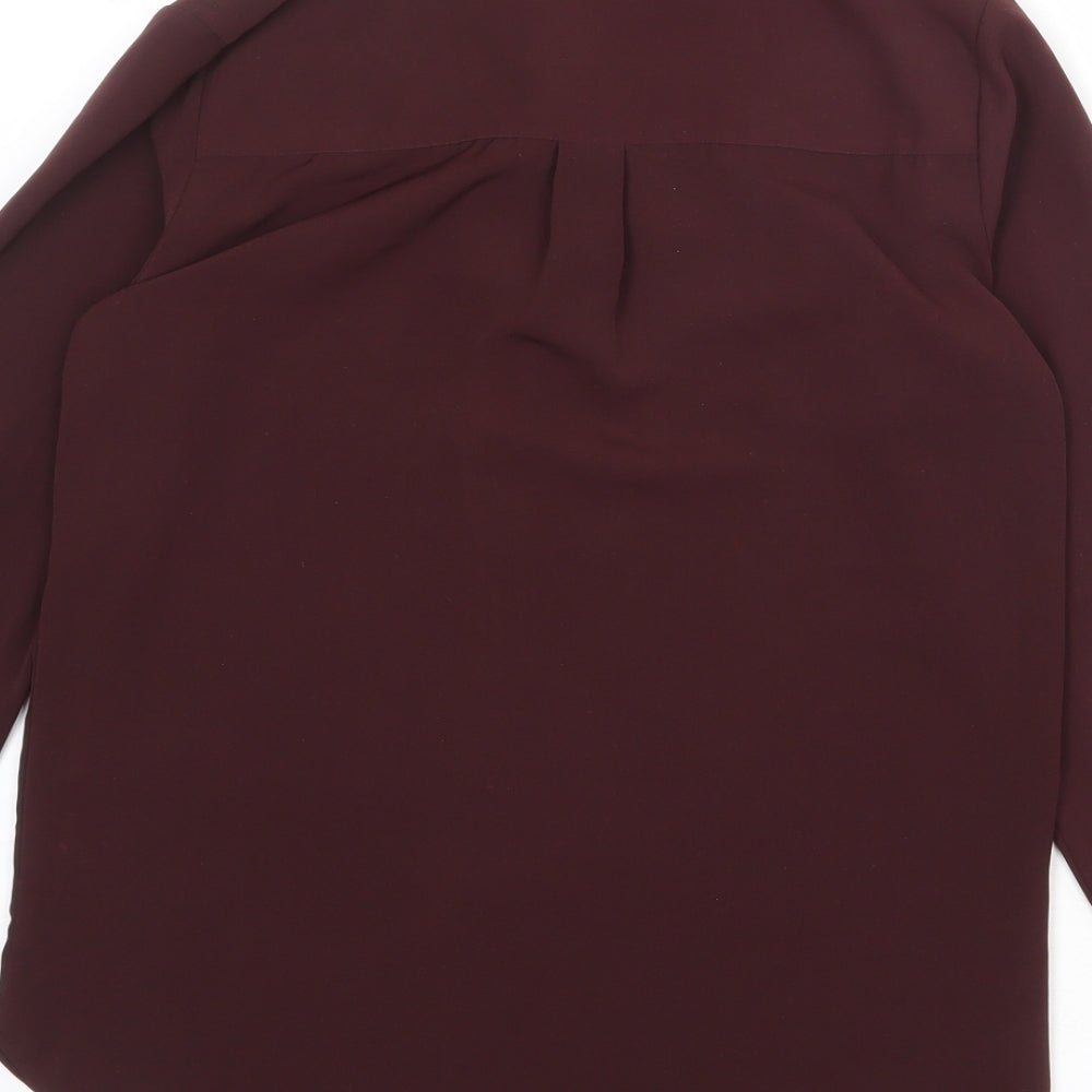 H&M Womens Red Polyester Basic Button-Up Size 8 Collared