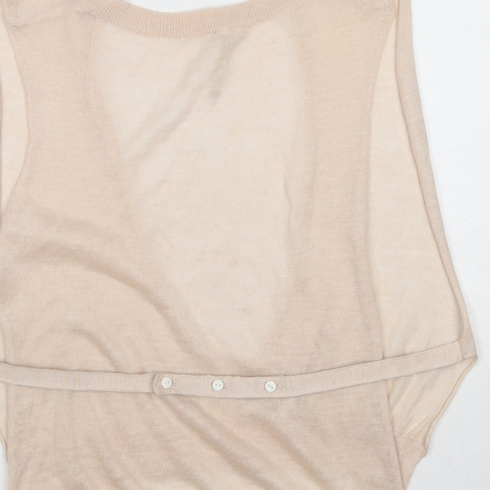 Boutique Womens Beige Ramie Basic Blouse Size 8 Scoop Neck
