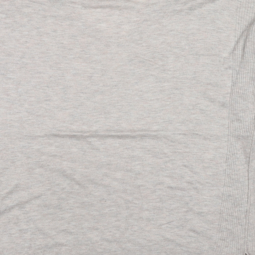 Marks & Spencer Womens Beige V-Neck Viscose Pullover Jumper Size 14