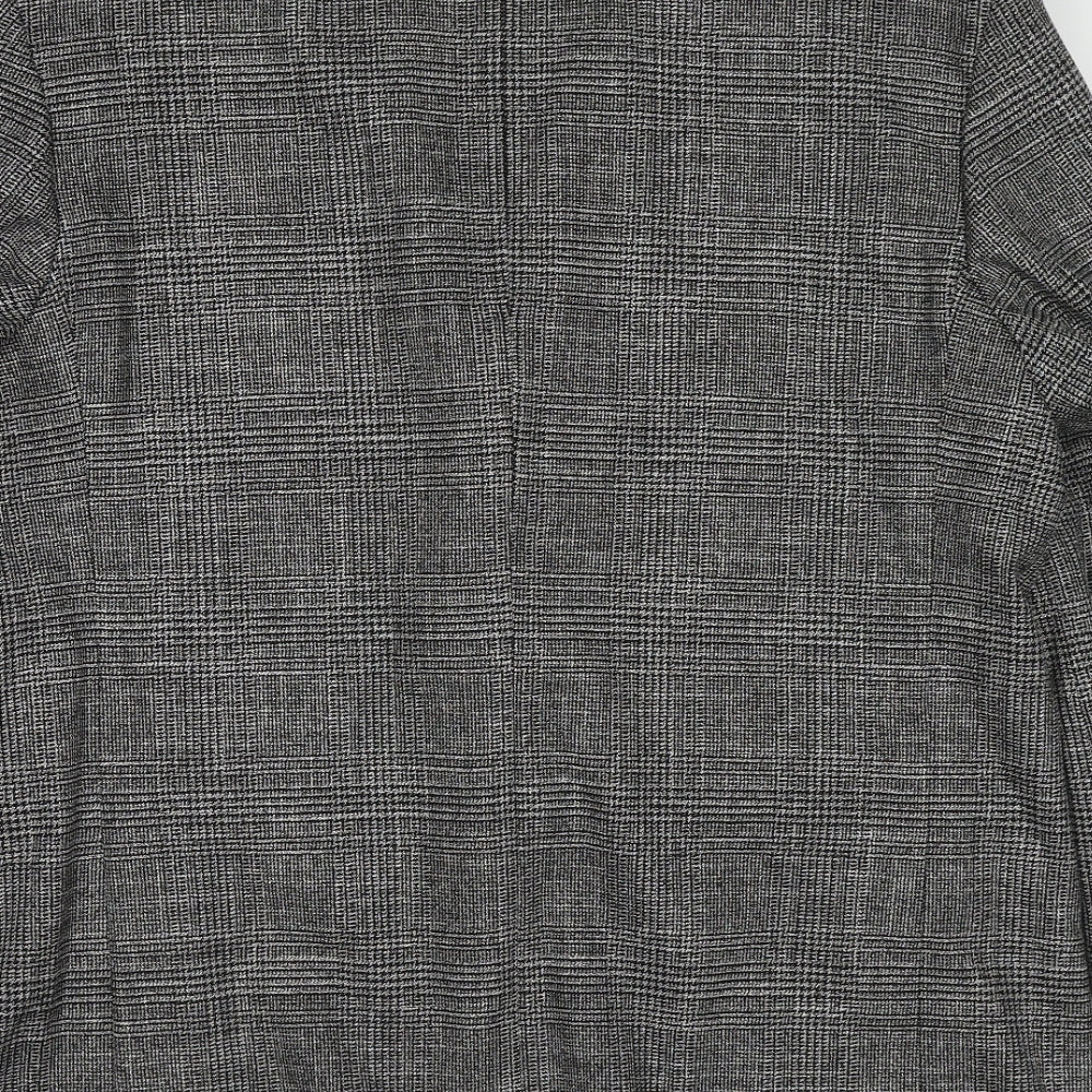 Marks & Spencer Mens Grey Plaid Polyacrylate Fibre Jacket Blazer Size 44 Regular