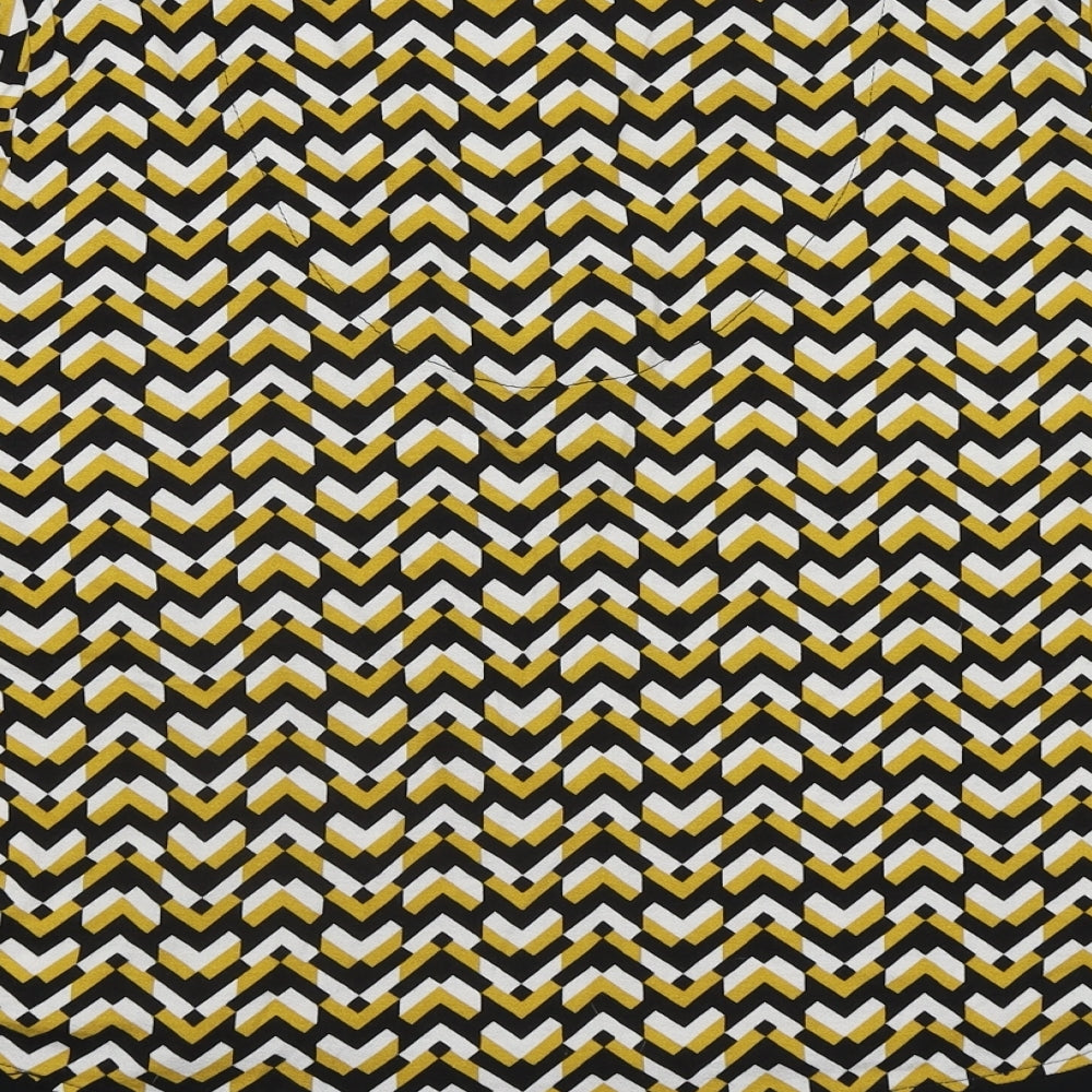 Marks & Spencer Womens Yellow Geometric Viscose Basic Blouse Size 18 V-Neck