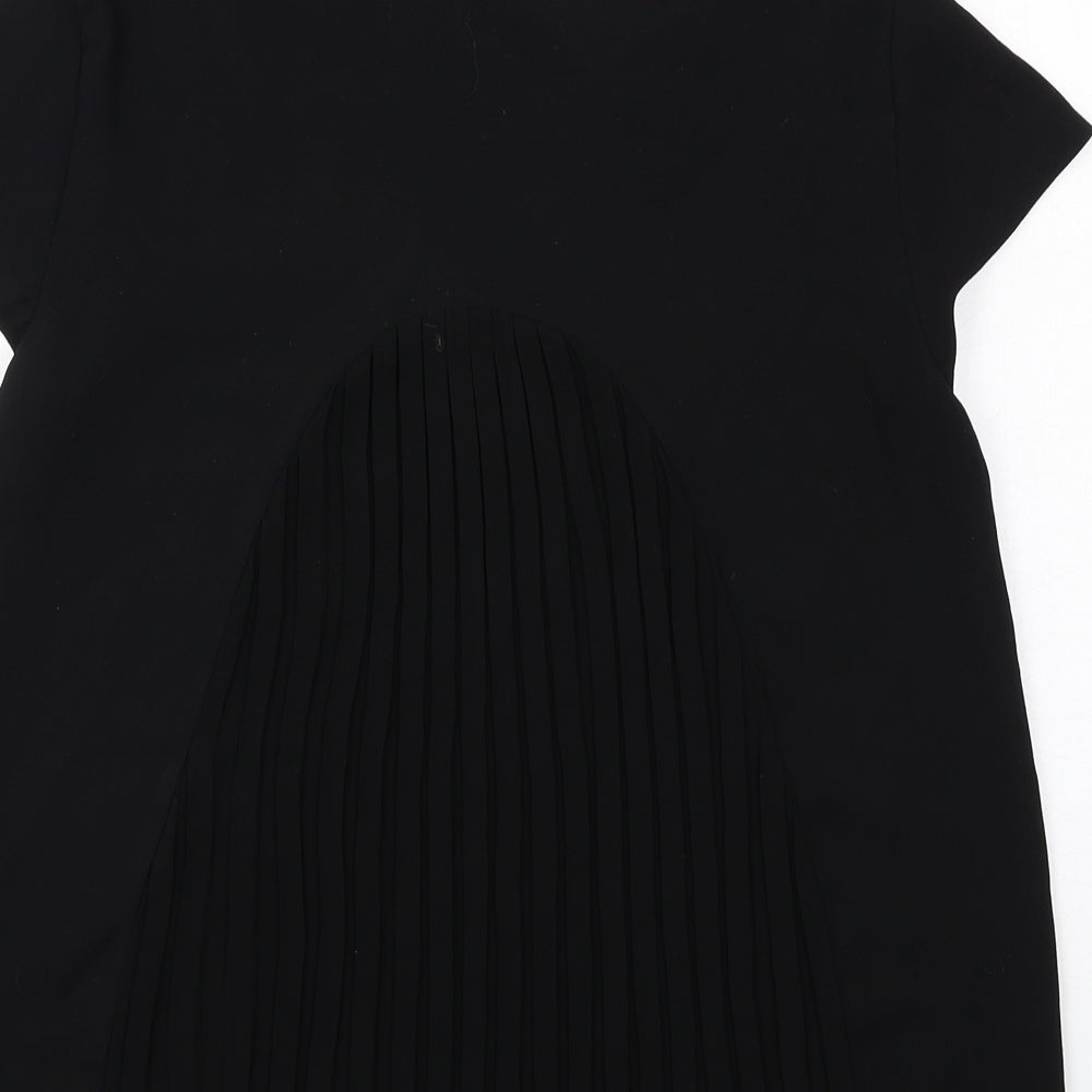 Zara Womens Black Polyester Basic Blouse Size S Collared