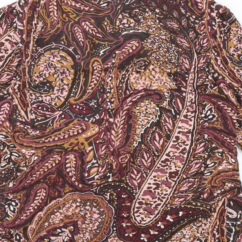 Classics Womens Multicoloured Geometric Viscose Basic Blouse Size 10 Round Neck