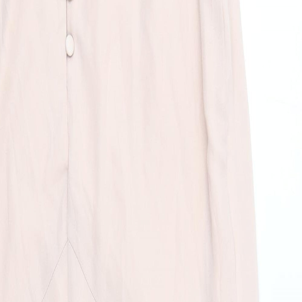 ASOS Womens Pink Polyester Ball Gown Size 12 V-Neck Button - Front Pleat Detail