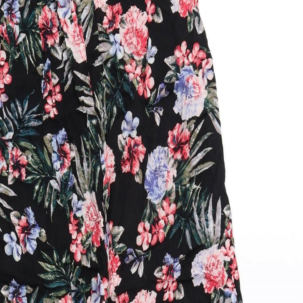 New Look Womens Black Floral Viscose Maxi Size 8 Off the Shoulder Pullover