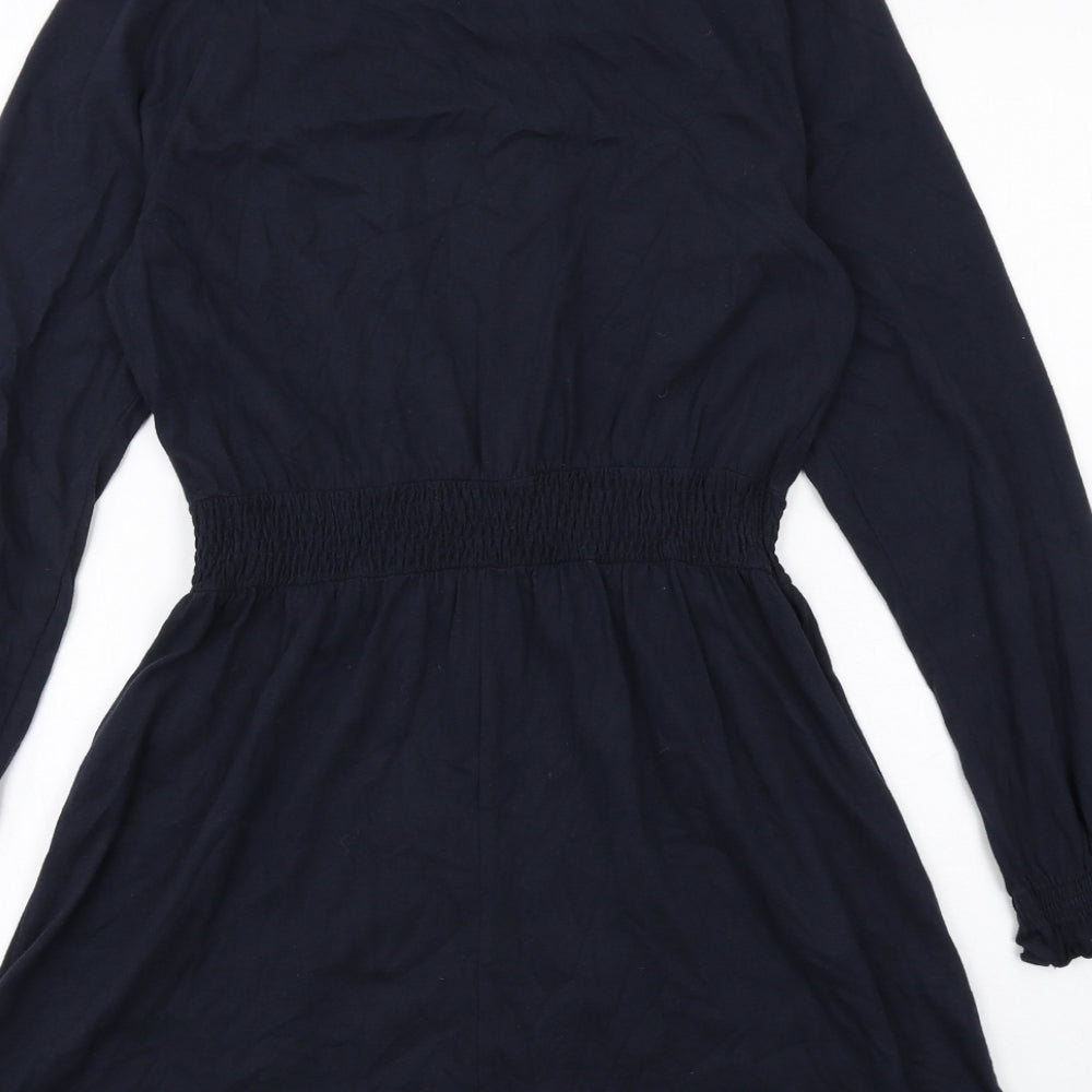 Topshop Womens Blue Cotton A-Line Size 10 Round Neck Pullover