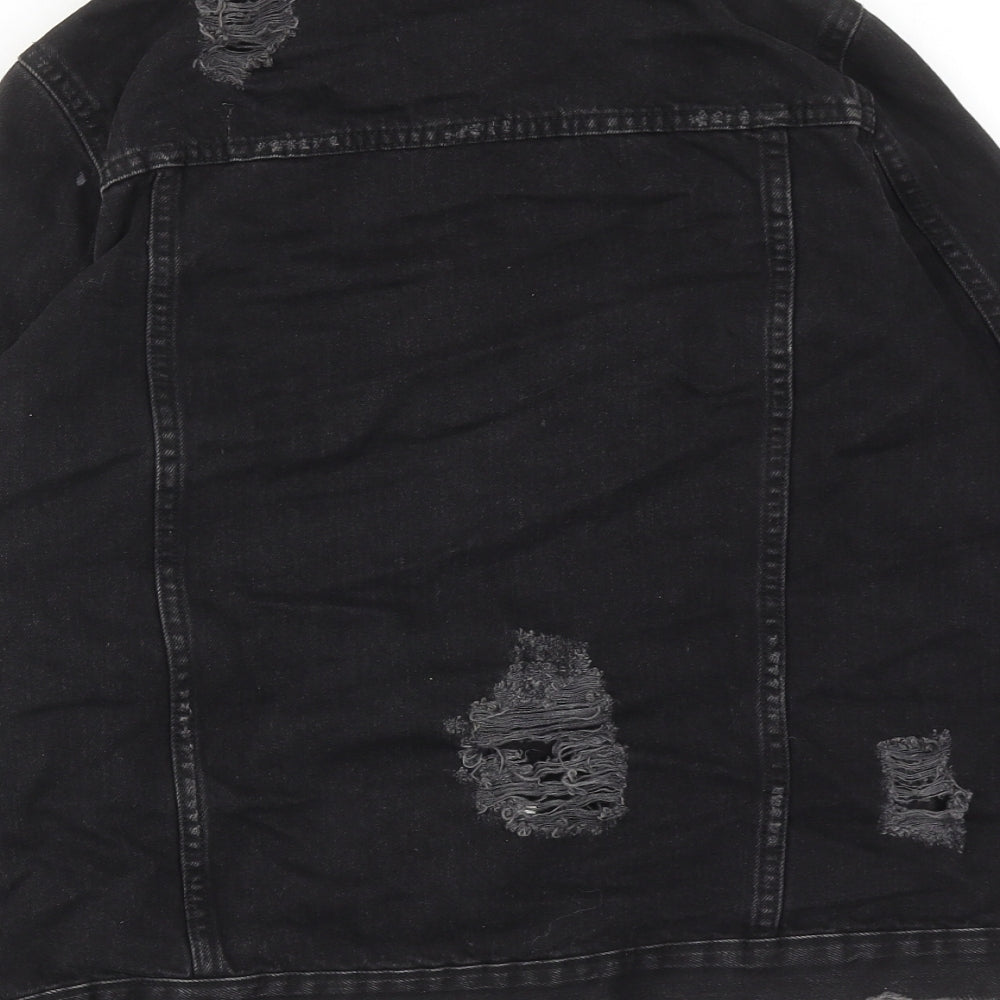 River Island Womens Black Jacket Size 6 Button - Distressed