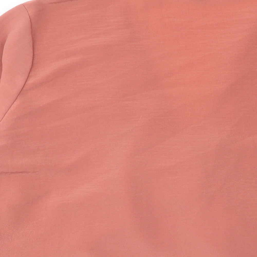 Topshop Womens Pink Polyester Basic Blouse Size 8 V-Neck - Tie Front