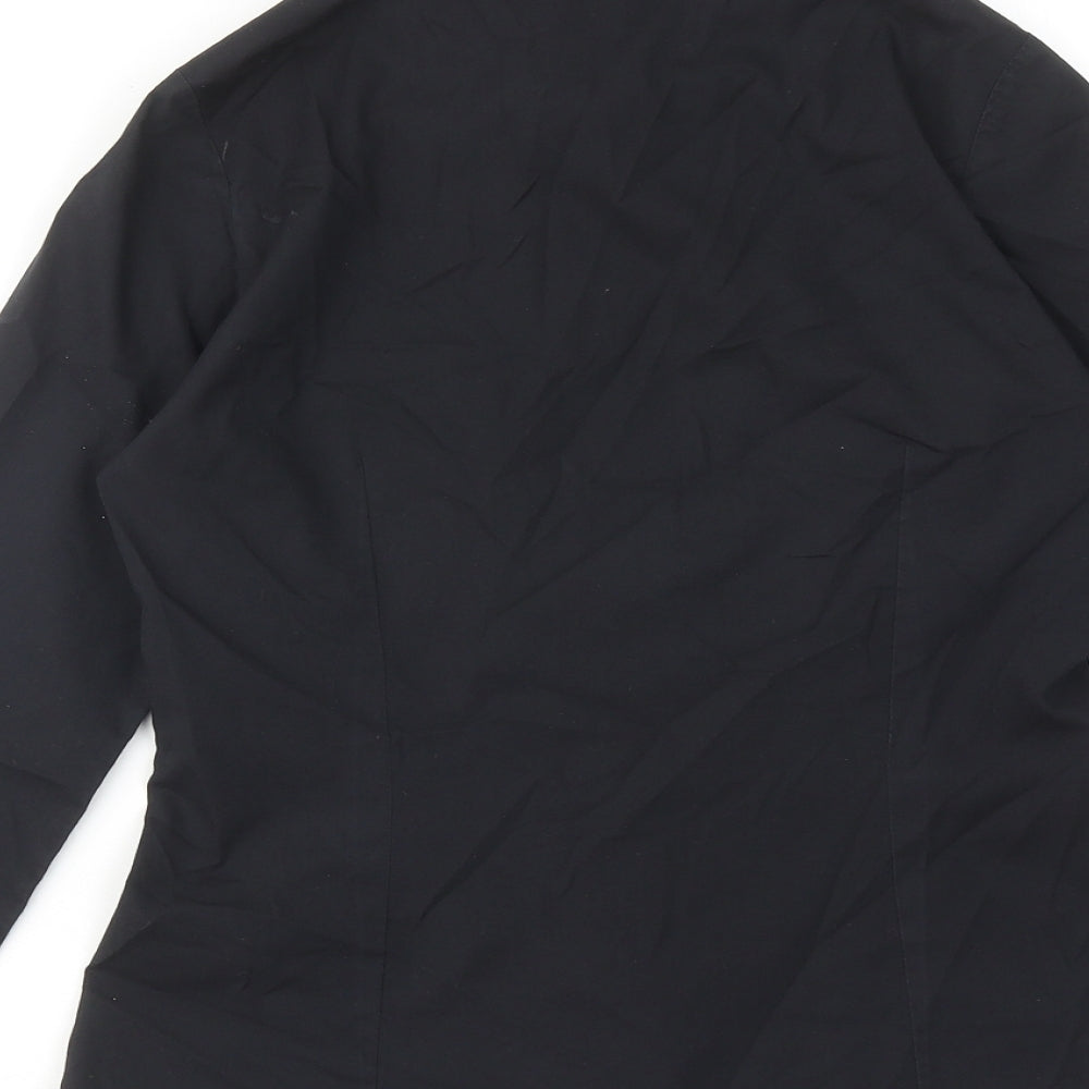 Marks & Spencer Womens Black Polyester Basic Button-Up Size 8 Collared