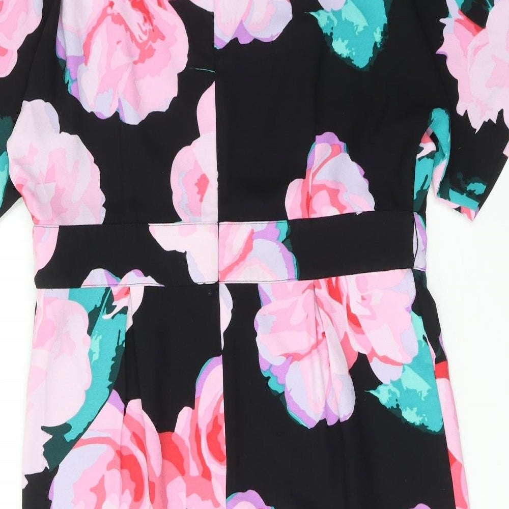 Very Womens Multicoloured Floral Polyester Shift Size 14 Boat Neck Zip