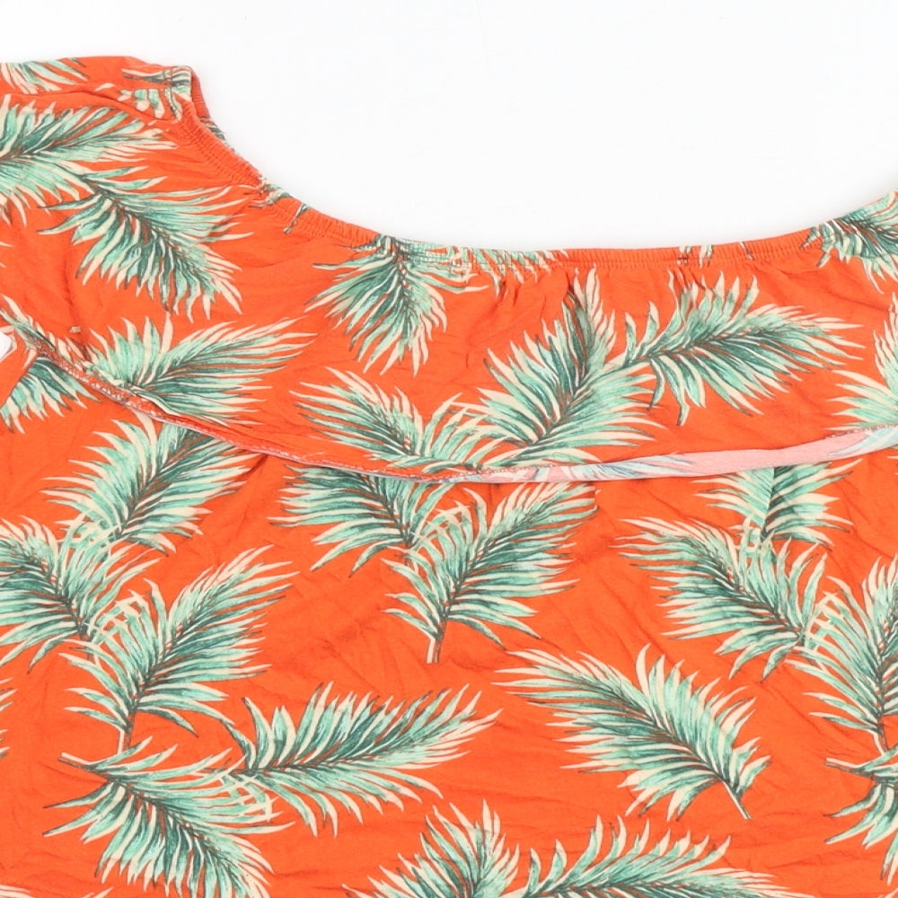 New Look Womens Orange Geometric Cotton Basic Tank Size 12 Off the Shoulder - Leaves Print