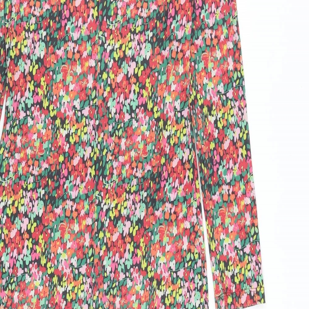 Pieces Womens Multicoloured Floral Polyester Shift Size XS Round Neck Pullover