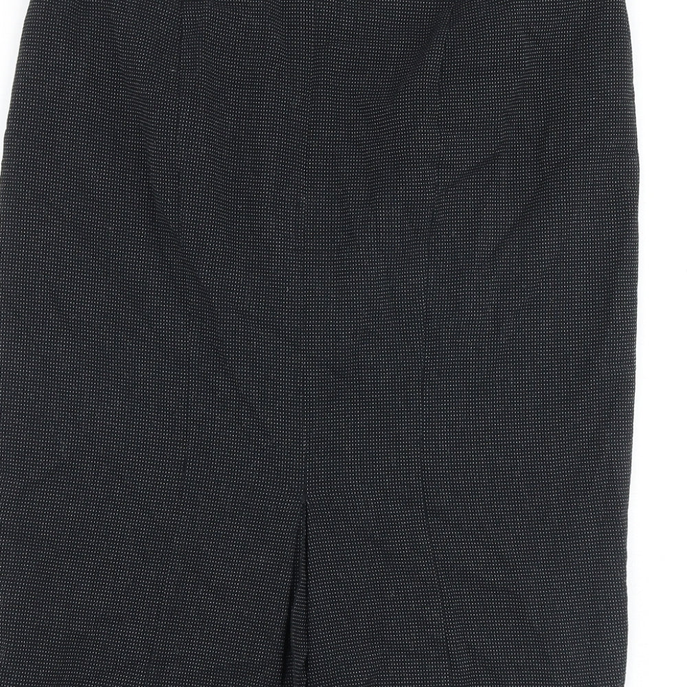Marks & Spencer Womens Black Geometric Polyester Straight & Pencil Skirt Size 10 Zip