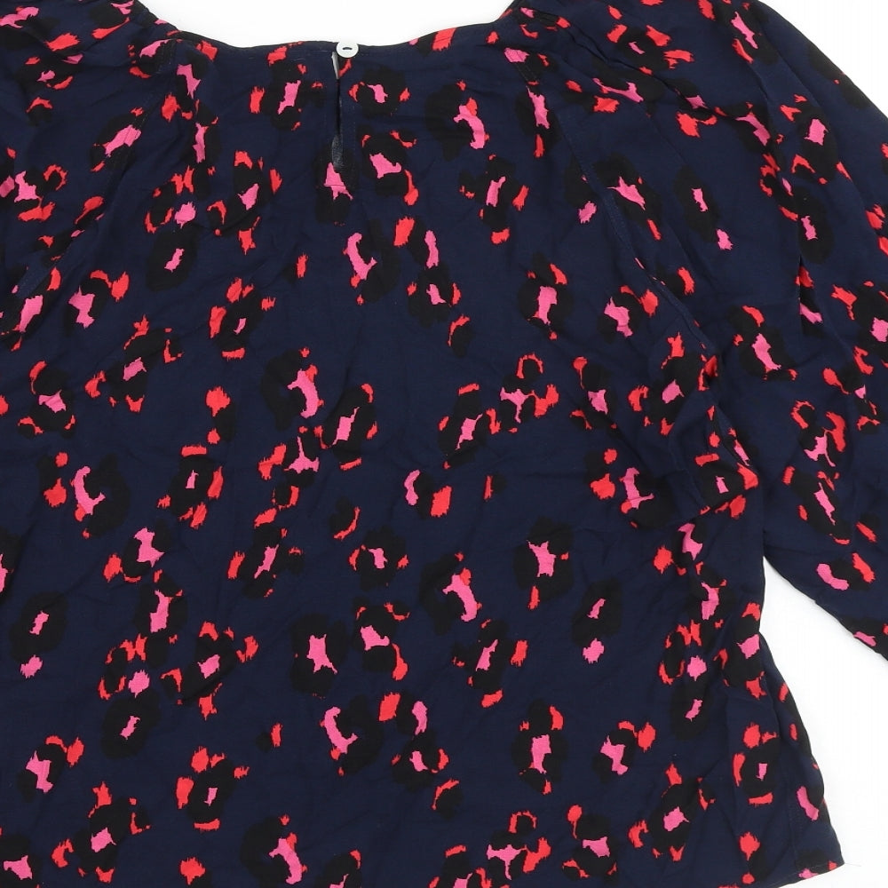 Marks & Spencer Womens Multicoloured Geometric Viscose Basic Blouse Size 12 Round Neck