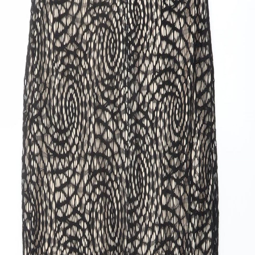 Lipsy Womens Black Geometric Polyester Maxi Size 10 Halter Zip