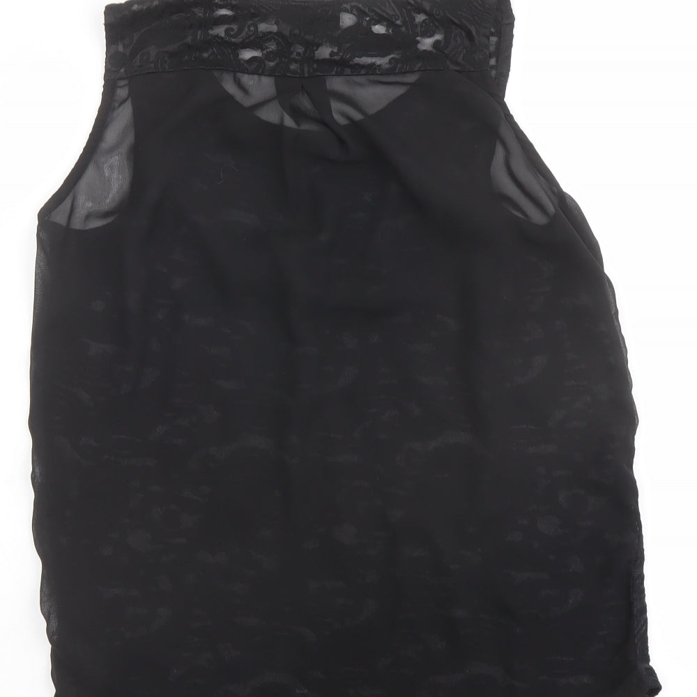 NEXT Womens Black Paisley Cotton Basic Tank Size 8 Round Neck