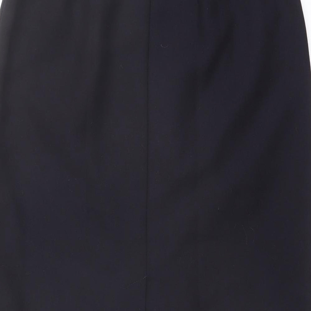 Marks & Spencer Womens Blue Polyester Straight & Pencil Skirt Size 12 Button
