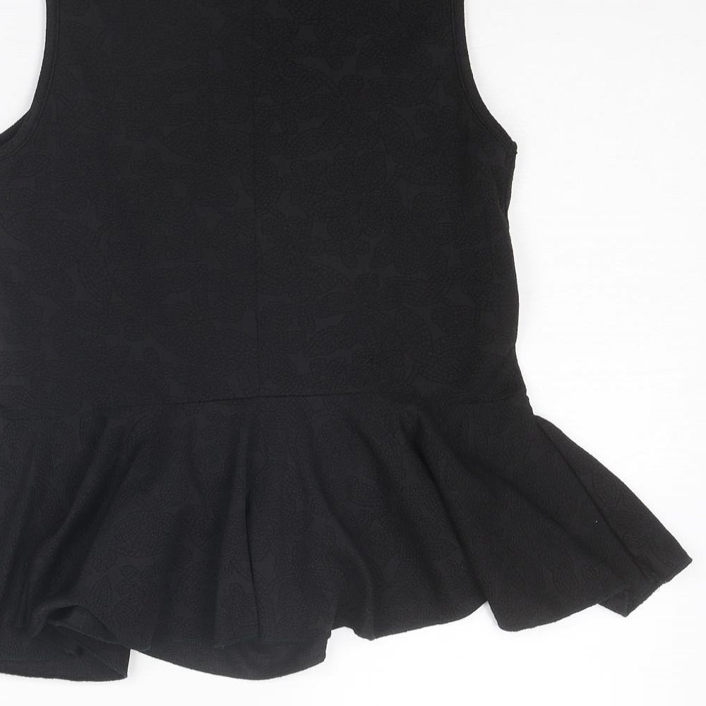 Topshop Womens Black Polyester Basic Tank Size 6 Round Neck