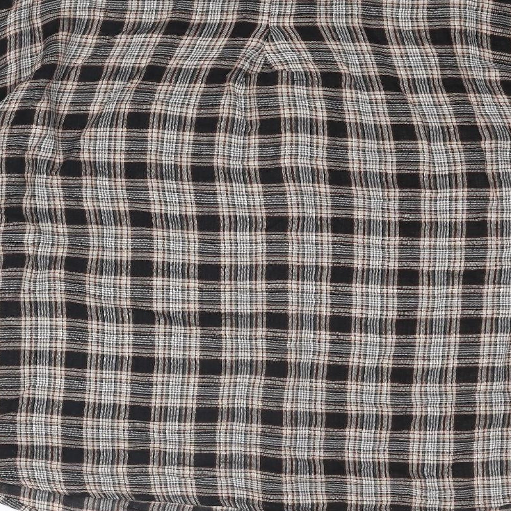 NEXT Womens Brown Plaid Viscose Basic Button-Up Size 12 Round Neck