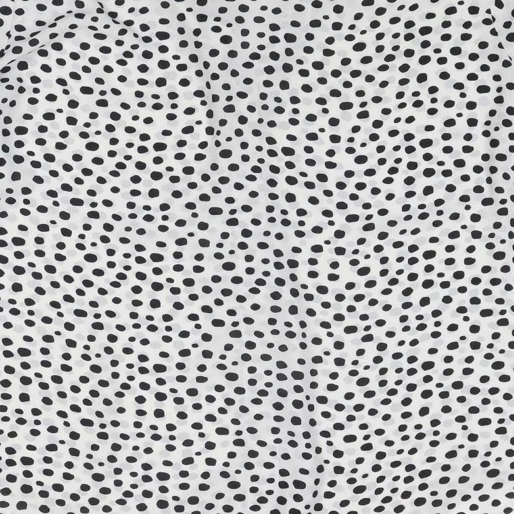 alex & lili Womens White Polka Dot Polyester Basic Button-Up Size XL Collared