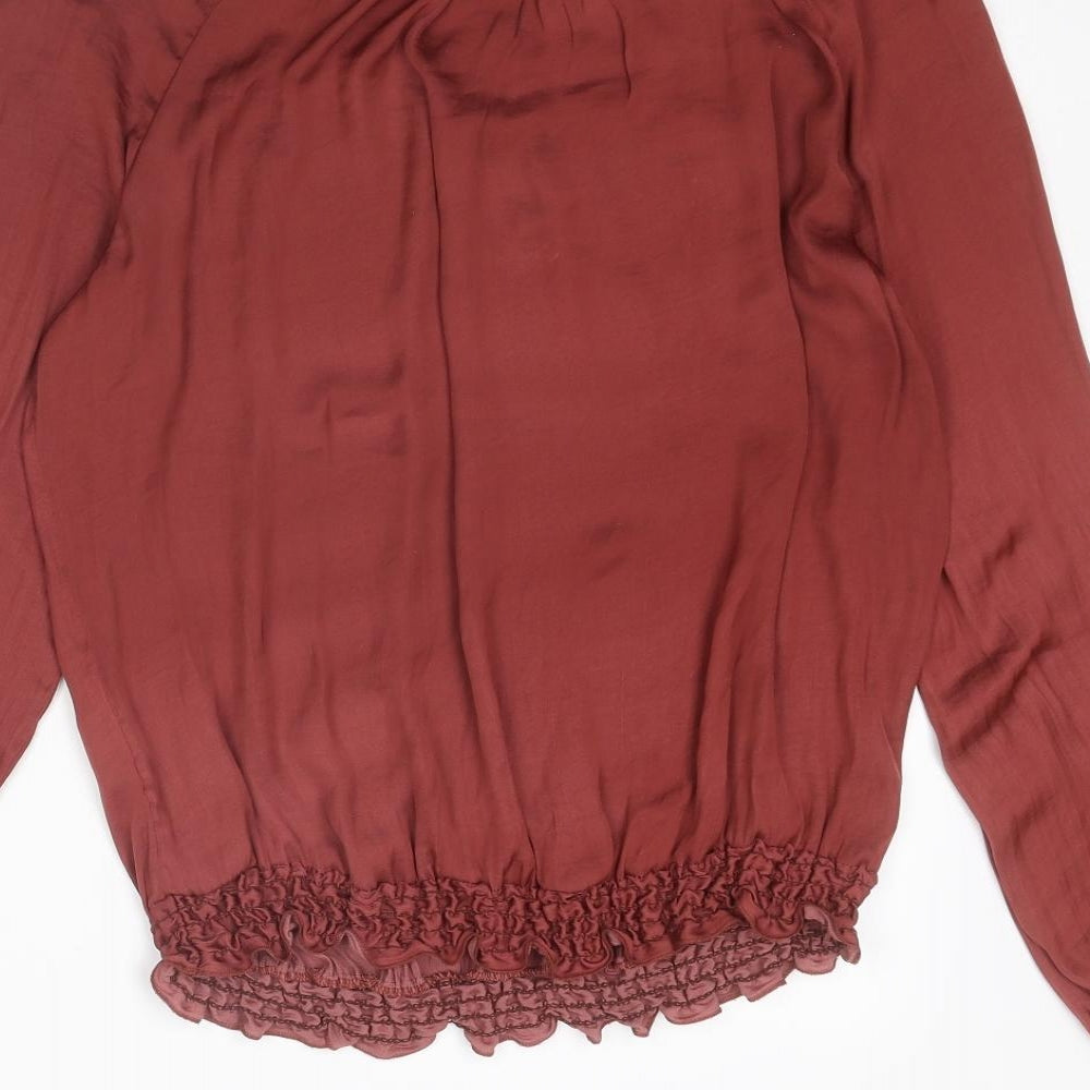Second Female Womens Red Polyester Basic Blouse Size XS Mock Neck
