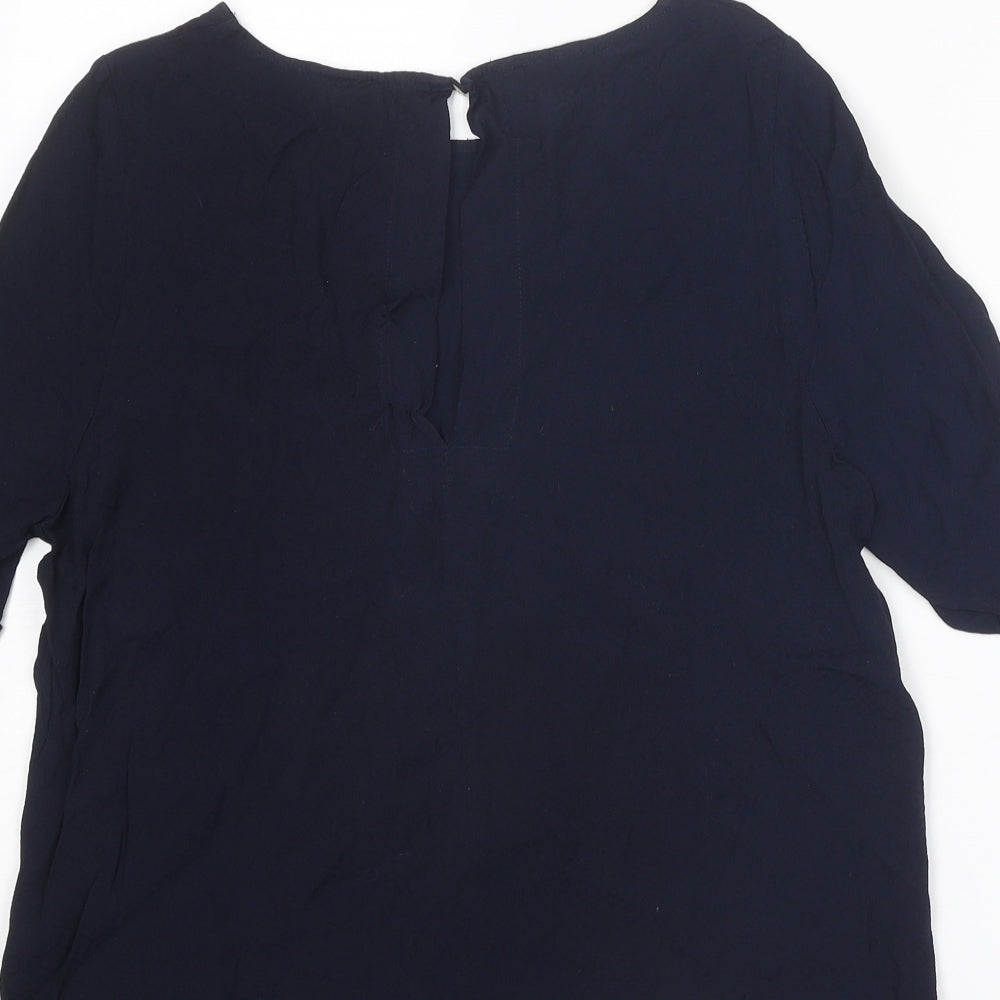 Monsoon Womens Blue Viscose Basic Blouse Size 10 Round Neck