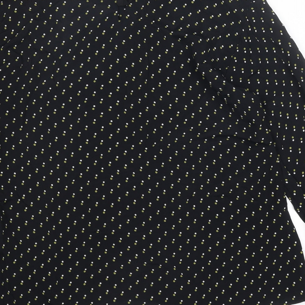 Masai Womens Black Geometric Viscose Basic Blouse Size M Boat Neck