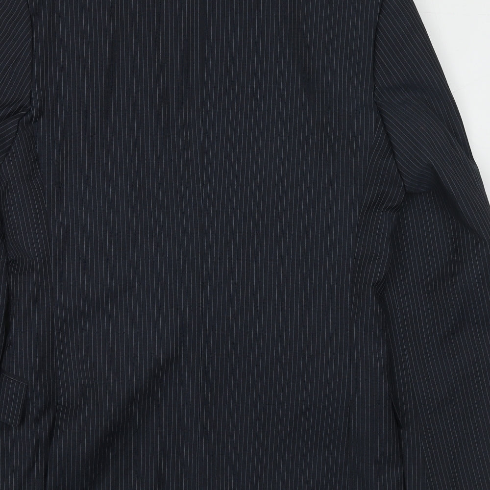 Urban Resistance Mens Blue Striped Polyester Jacket Suit Jacket Size 36 Regular