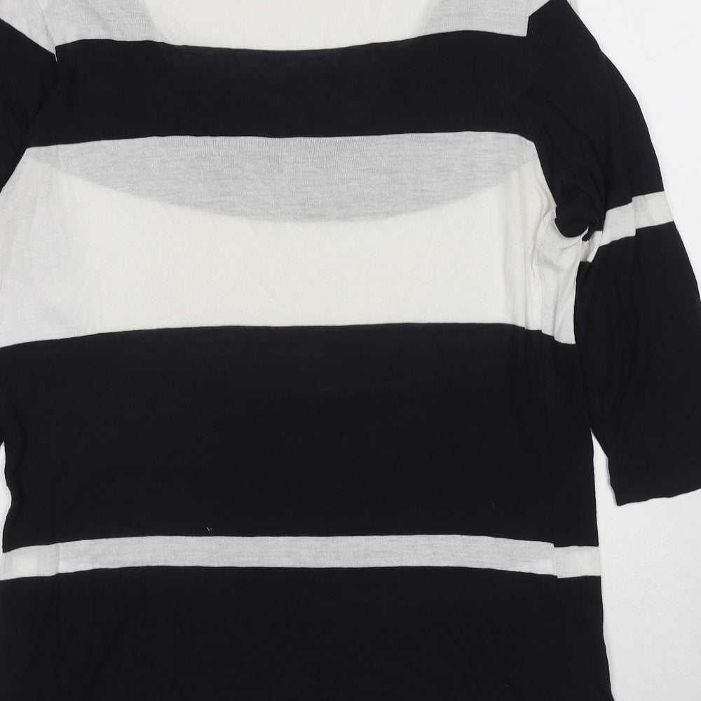 Monsoon Womens Blue Striped Viscose Basic Blouse Size 10 Cowl Neck
