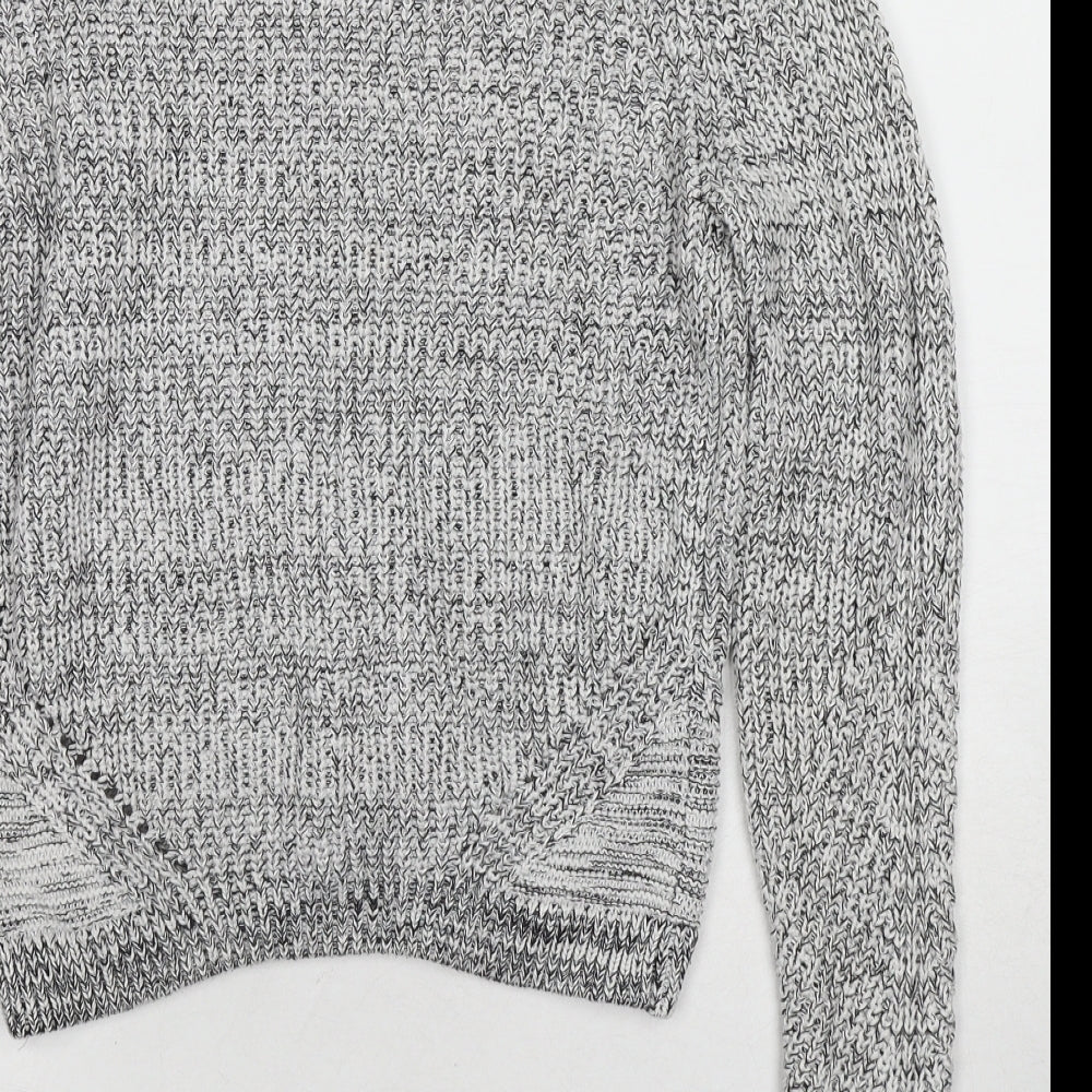 H&M Womens Grey Round Neck Acrylic Pullover Jumper Size S