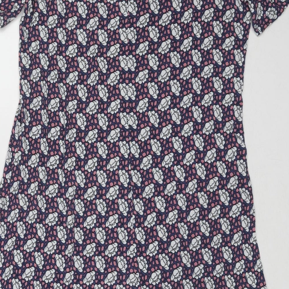 Marks & Spencer Womens Multicoloured Floral Viscose A-Line Size 10 Round Neck Button
