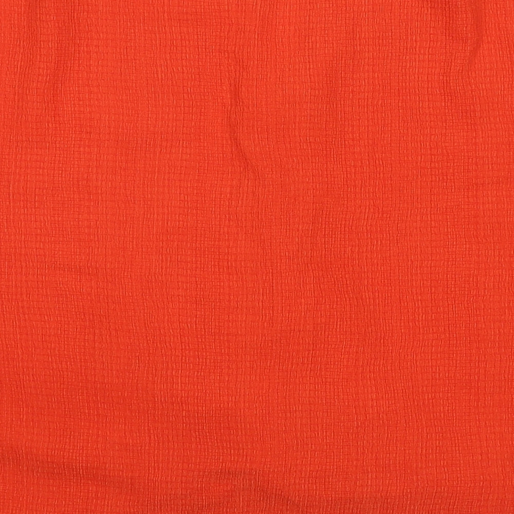 Zara Womens Orange Polyester Basic Blouse Size L V-Neck - Twist Detail