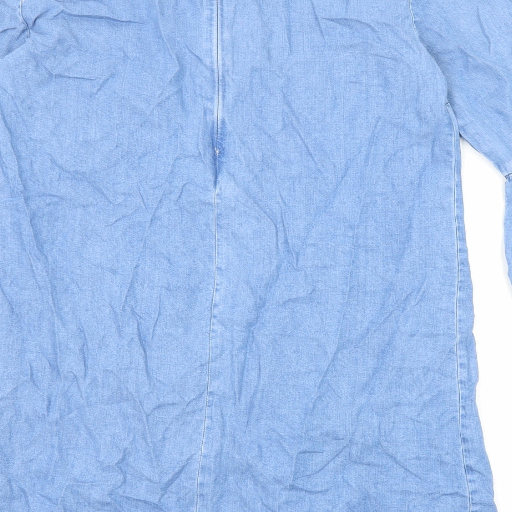 Zara Womens Blue Lyocell A-Line Size S Round Neck Zip