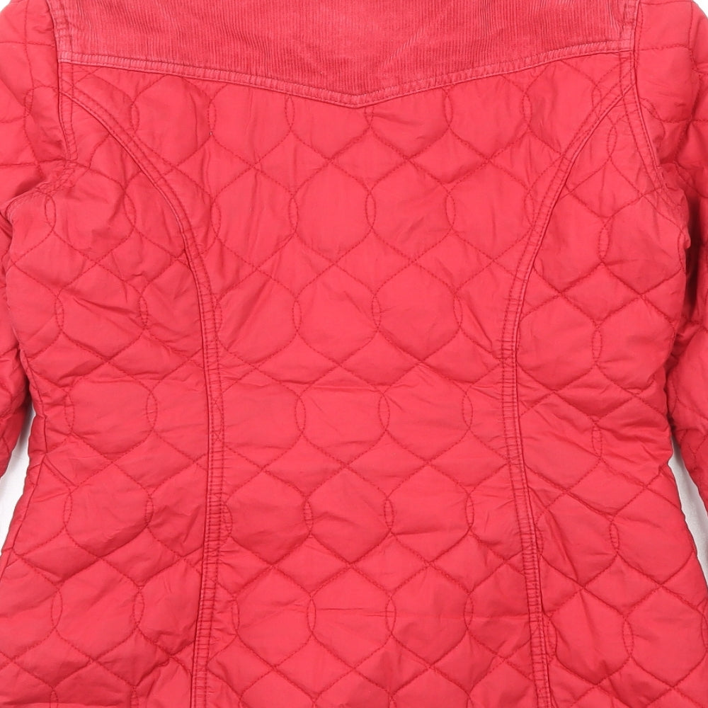 NEXT Womens Red Quilted Jacket Size 6 Snap