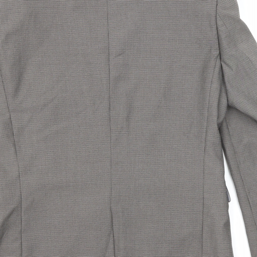 NEXT Mens Grey Geometric Polyester Jacket Blazer Size 38 Regular