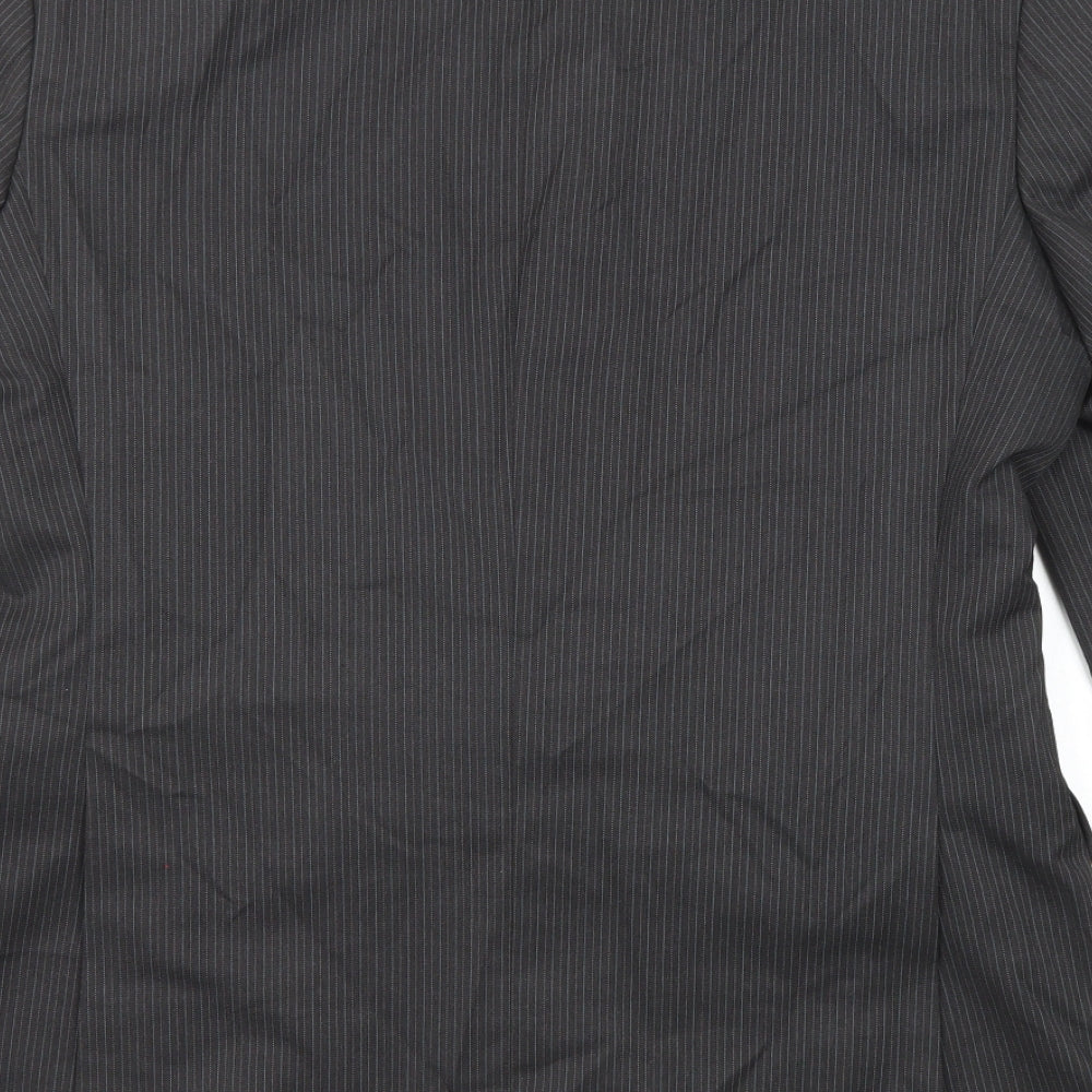 Burton Mens Black Striped Polyester Jacket Suit Jacket Size 40 Regular