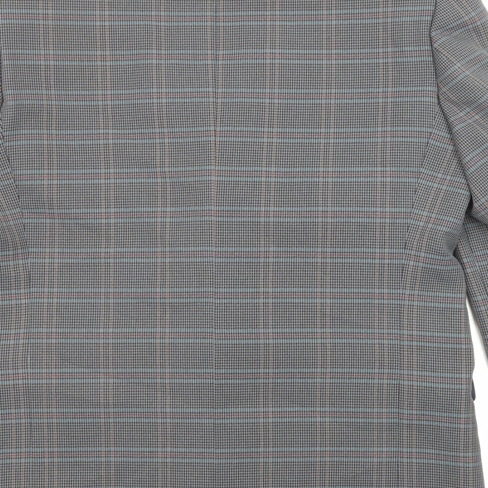 Berkertex Mens Grey Plaid Viscose Jacket Blazer Size 42 Regular