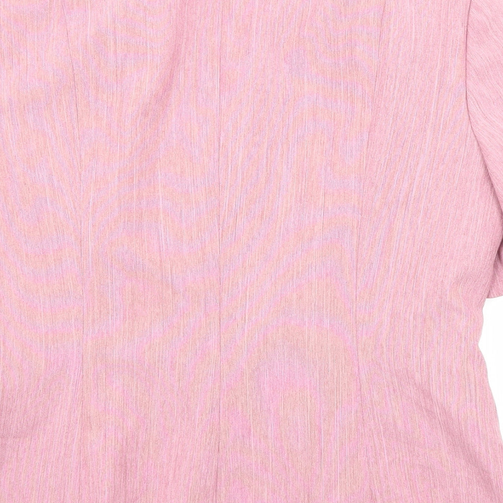 Debenhams Womens Pink Geometric Polyester Basic Button-Up Size 14 Collared