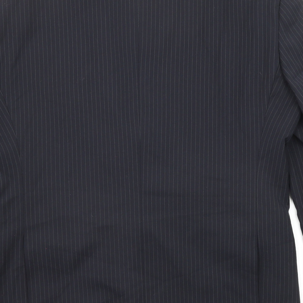 French Connection Mens Black Striped Polyester Jacket Suit Jacket Size 38 Regular