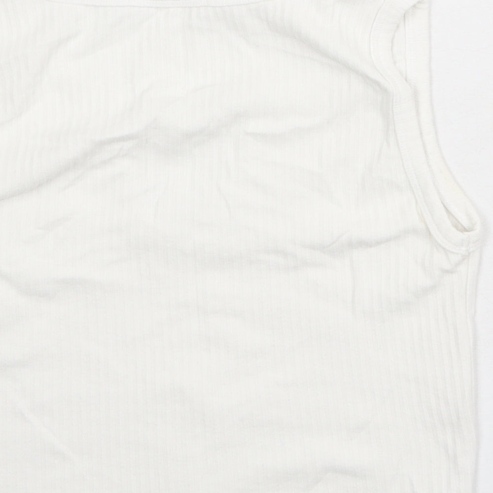 Missguided Womens White Polyester Cropped Tank Size 12 V-Neck