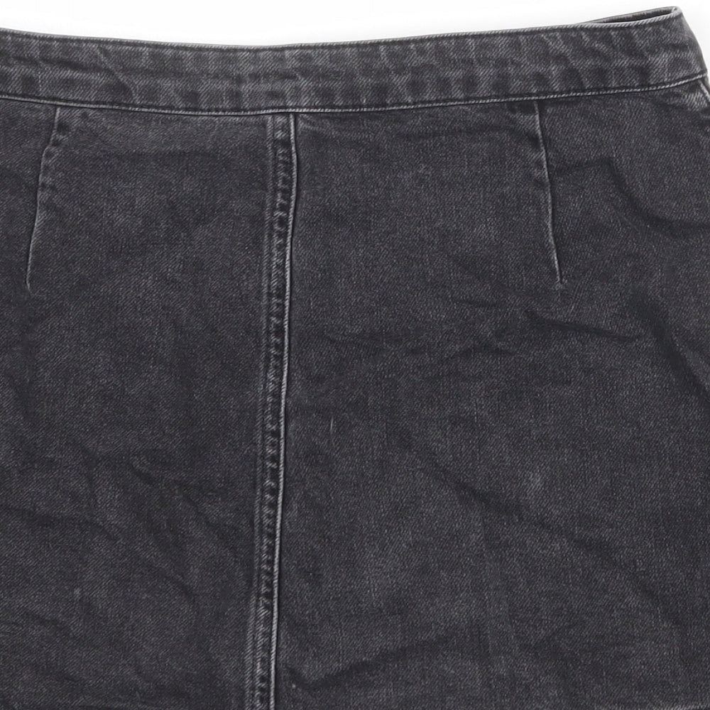 Topshop Womens Grey Cotton Mini Skirt Size 26 in Button