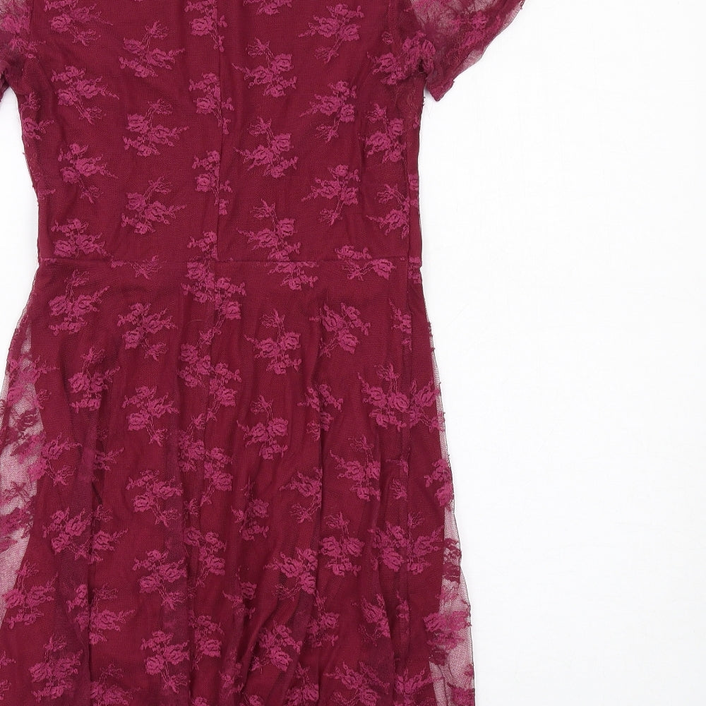 H&M Womens Pink Floral Polyamide Shift Size 10 Round Neck Pullover