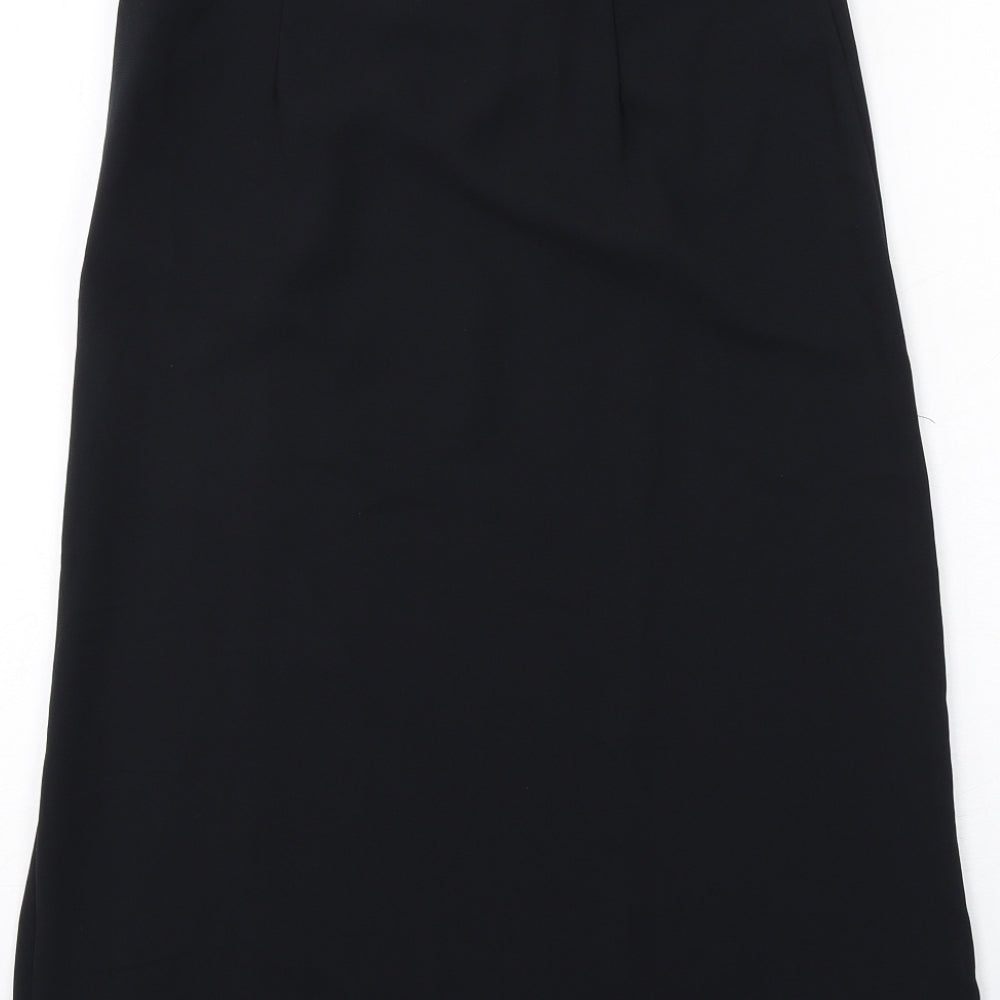 Marks & Spencer Womens Black Polyester A-Line Skirt Size 8 Zip
