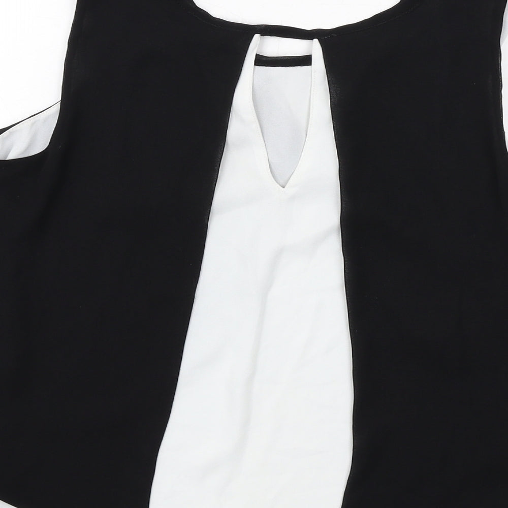 Zara Womens Black Polyester Basic Tank Size S Round Neck
