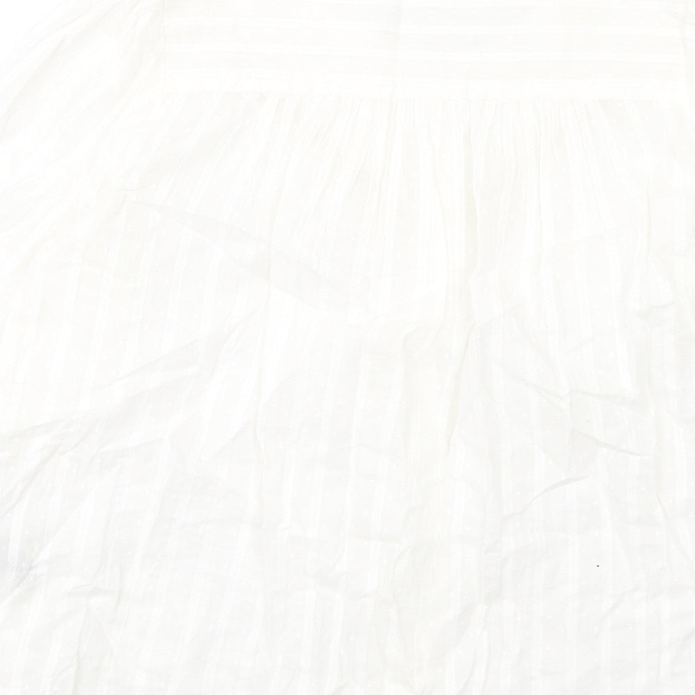 Marks & Spencer Womens White Cotton Basic Button-Up Size 8 Round Neck