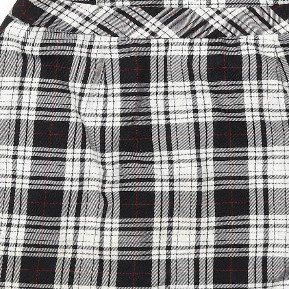 Cooperative Womens Black Plaid Viscose Mini Skirt Size S Button