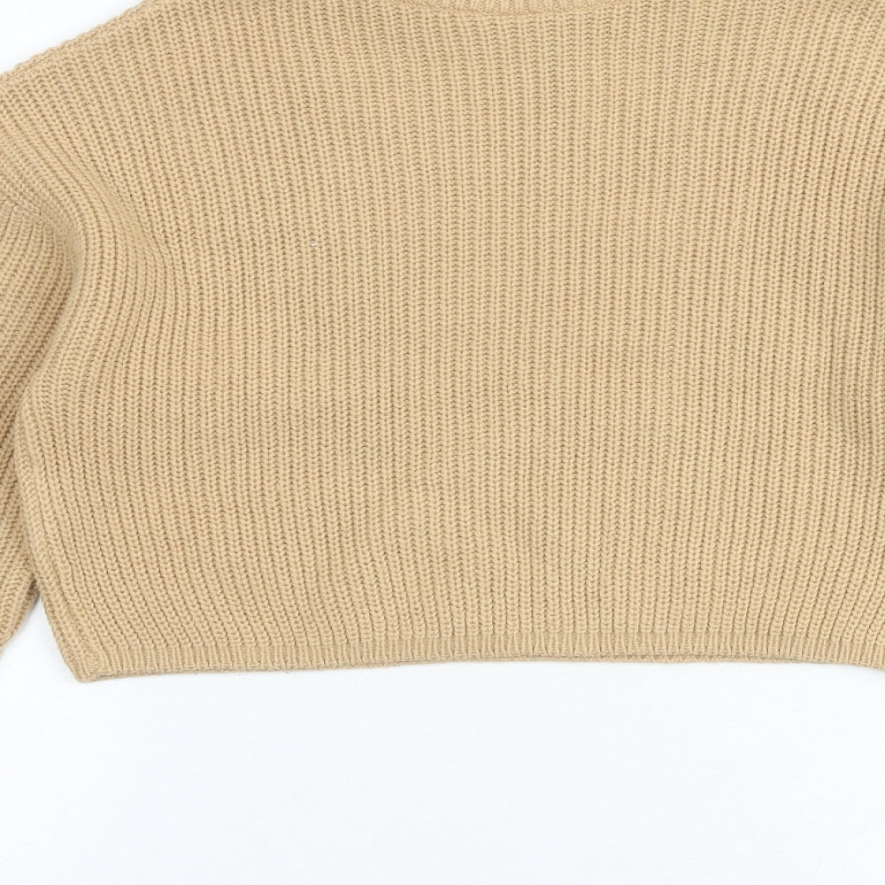 H&M Womens Brown Mock Neck Acrylic Pullover Jumper Size S