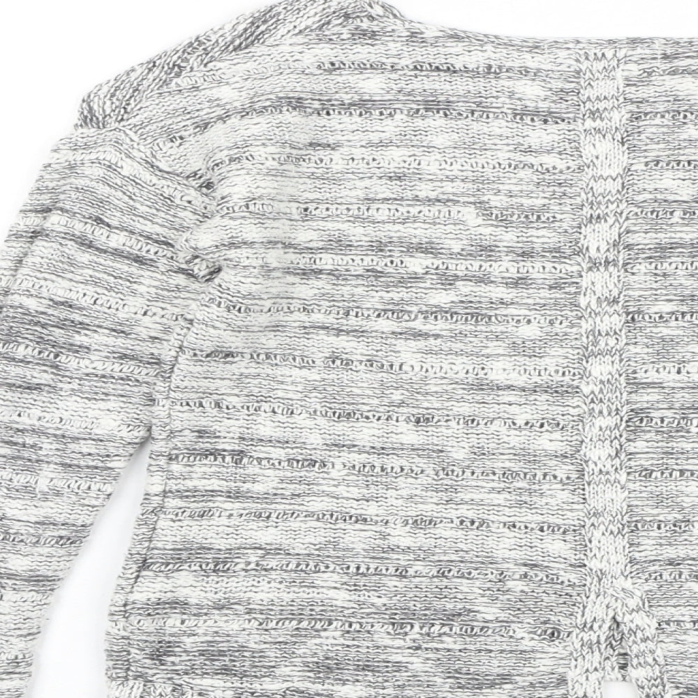 Marks & Spencer Girls Grey Round Neck Geometric Cotton Pullover Jumper Size 5-6 Years Pullover